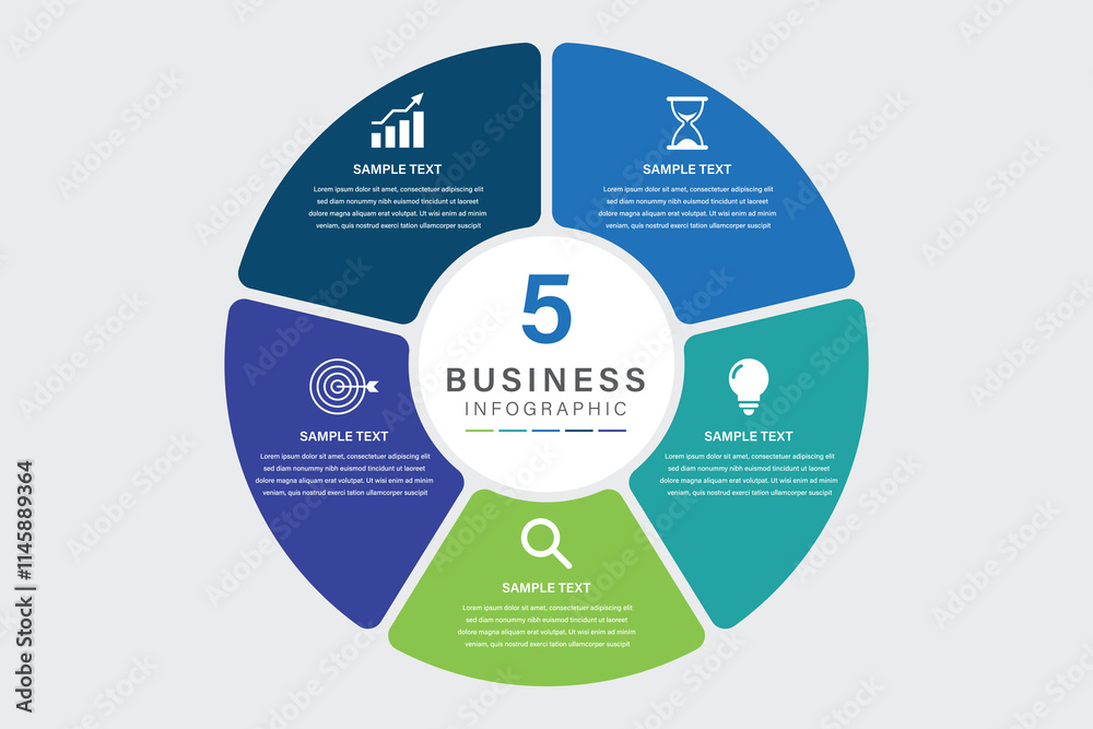 Wall mural vector infographic label design with circle infographic template design and 5 options or steps. can 