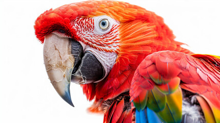 Fototapeta premium Inquisitive Parrot with Expressive Eyes on white background.PNG