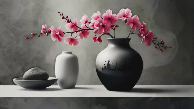 Simple classic flower vase, 4K seamless looping virtual video animation background