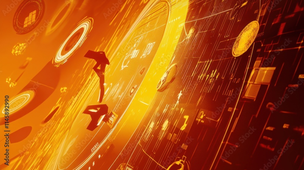 Aufkleber Orange hitech abstract rendering with graphic data.