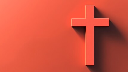 Obraz premium A simple red cross against a solid background, banner, symbolizing faith and spirituality.