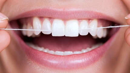 Oral hygiene tipsflossing techniques for healthy smiles at home educational guide close-up view dental care
