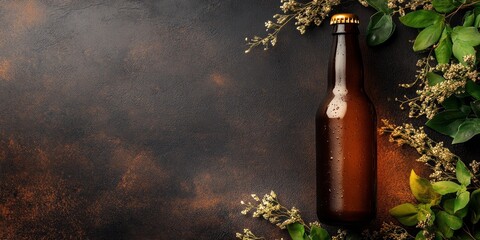 Bottle of beer with ample free space available for your decoration ideas perfect for showcasing your creativity with beer themed designs and personal touches in your decor.