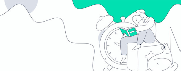  Character reading quietly vector concept operation hand drawn illustration
