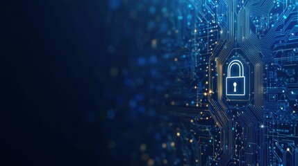 Digital Security Concept Cyber Lock Circuit Board Background