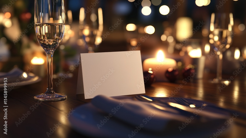 Poster festive table setting with blank card.