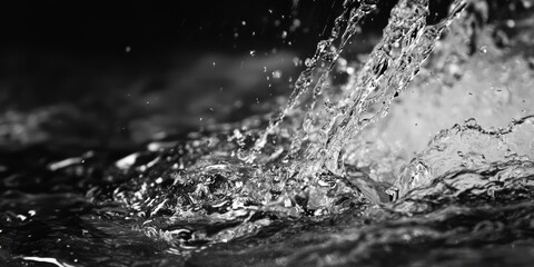 Close up of a squirt of colorless water, showcasing a water spray that captures dark tones and intricate details, emphasizing the beauty of the squirt in various light settings.