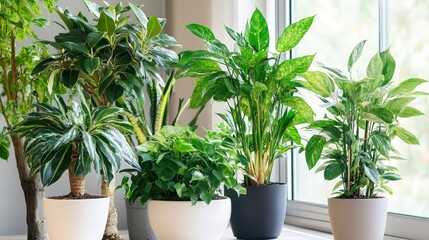 Fototapeta premium Ornamental plants enhance the beauty of any house or building. These ornamental plants add elegance, making them perfect for decorating both interiors and exteriors while providing a serene ambiance.