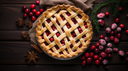 Sweet Homemade Cranberry and pear Pie for Fall