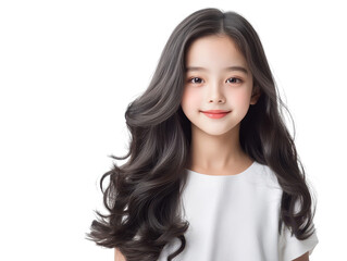 Fototapeta premium Girl in white, a portrait of flowing hair and timeless beauty serene elegance 