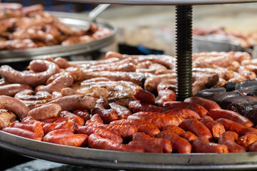 A variety of sausages on the market