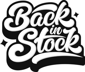 lettering back in stock black with stars text