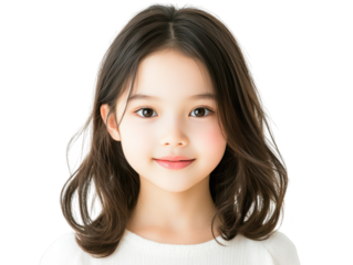Radiant portrait of a little girl with long brown hair, captivating image of childhood innocence