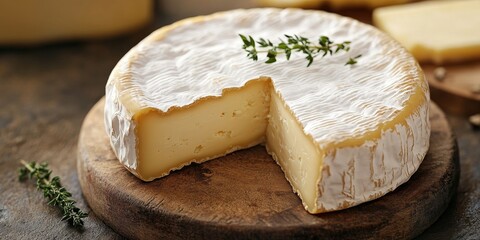 Gourmet cheese presented in a golden ring showcases the exquisite flavors and texture of gourmet cheese, capturing the essence of culinary artistry in a close up view of gourmet cheese.