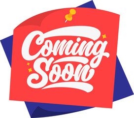 lettering coming soon sticker paper note text