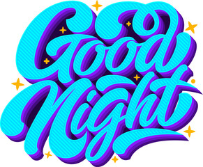 Lettering good night with stars and shadow text