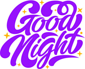 lettering good night with stars text