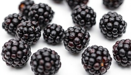 Blackberries On Isolated White Background