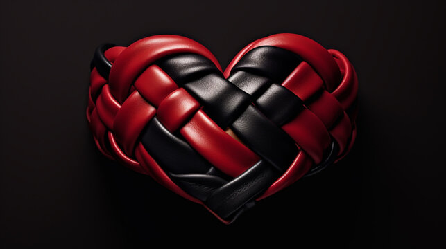 Heart shaped celtic knot made from braided cords. Creative unity, faith and protection concept.