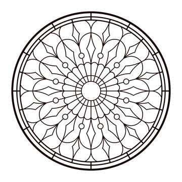 recommend clip art: Colouring page for adult circle with Church glass window.