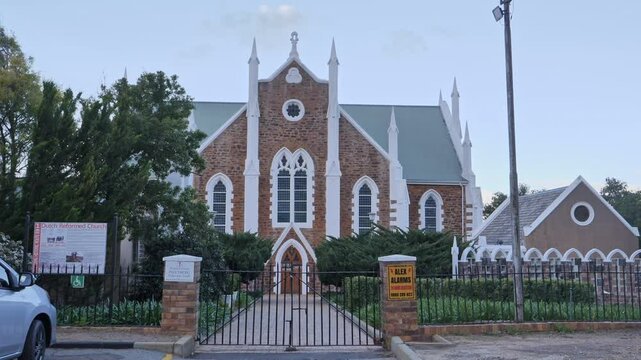 Facade of Dutch Reformed Church, Piketberg, Western Cape, South Africa. Handheld