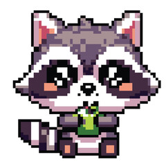 Pixel art cute kawaii Racoon