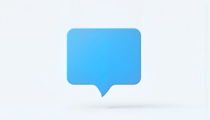 Fototapeta premium Single blue speech bubble icon floating on simple white background