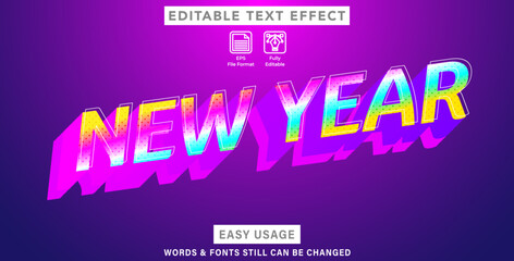 Editable text effect new year 2025 style