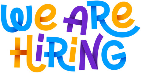 lettering we are hiring with shadows text