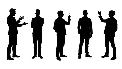 silhouette of a man confidently pointing, perfect for leadership, guidance, and motivational themes in business or personal growth illustrations	