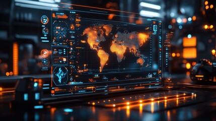 Global Network Monitoring: Futuristic Tech Interface