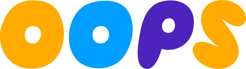 puffy lettering sticker oops text