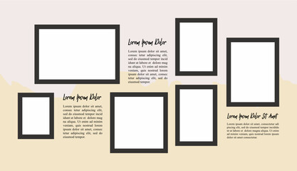 Pictures or photos frame collage. comics page grid layout abstract photo frames and digital photo wall template