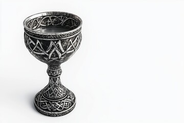 An intricately designed cup showcases stunning craftsmanship. This captivating vessel is perfect for ceremonial or decorative purposes. Generative AI.