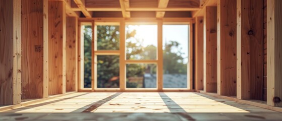 construction of a plywood house framework window beam