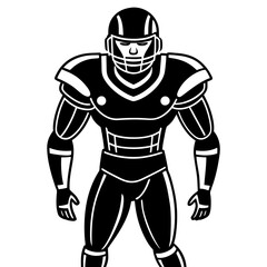 Powerful American Football Player Silhouette in Full Gear - Athletic Sports Illustration