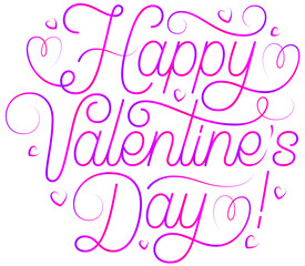 Lettering happy valentine's day! with hearts text