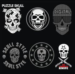 set, gothic sign with skull, grunge vintage design t shirts