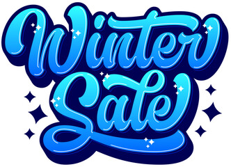 lettering winter sale with stars text