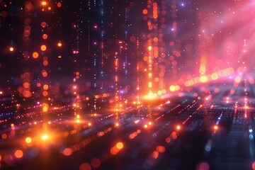 Obraz premium radiant digital data streams evolving vibrant color transitions abstract free space background