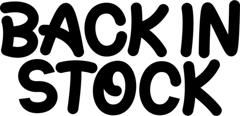 lettering back in stock black text
