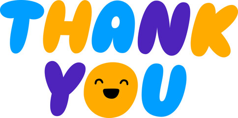 lettering sticker puffy multicolor thank you text