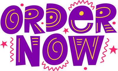 lettering order now with stars and lines text