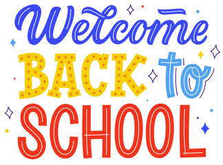 lettering welcome back to school with doodles text