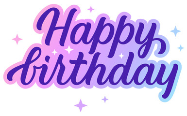 lettering happy birthday with gradient shadow text