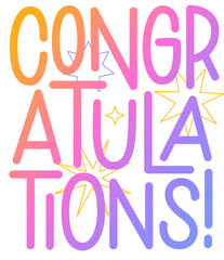 lettering congratulations gradient with stars text