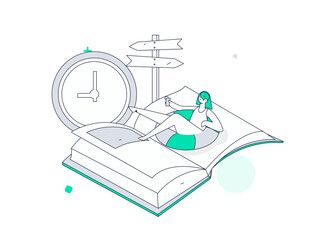  Character reading quietly vector concept operation hand drawn illustration
