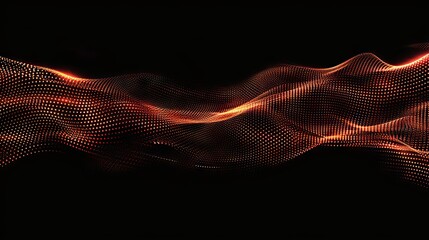 Abstract cyber technology visualization with floating digital particles, waveforms, and abyssal depth in a de-focused futuristic background