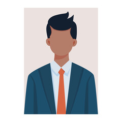 Illustration of a professional businessman avatar wearing a navy suit and red tie, with a modern hairstyle. Perfect for corporate, business profiles, or office-related designs.
