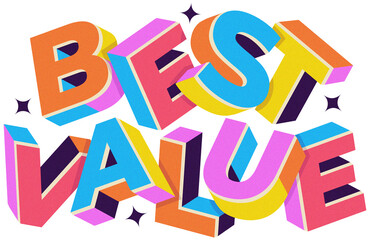 lettering best value in 3d style with stars text